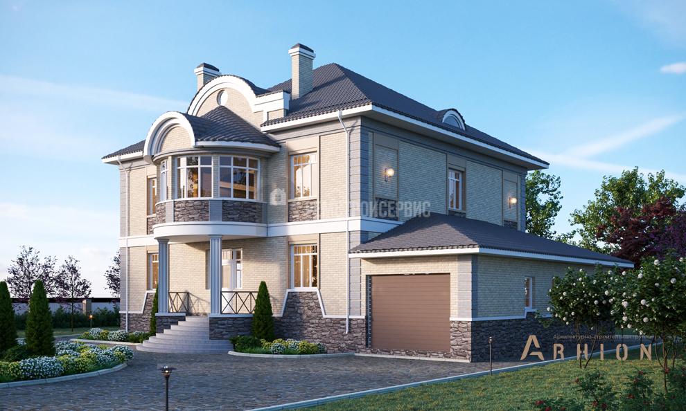 3. Проект двухэтажного дома в стиле модерн с многоскатной кровлей, t-55-01, площадью - 592 кв c цокольным этажом, мансардой, терассой, балконом, гаражом, эркером